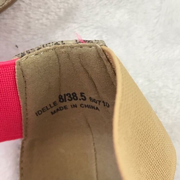 CL by Laundry 8 Platform Wedge‎ Sandal Multi Tone Elastic Strappy Pink Snakeskin - Picture 6 of 8